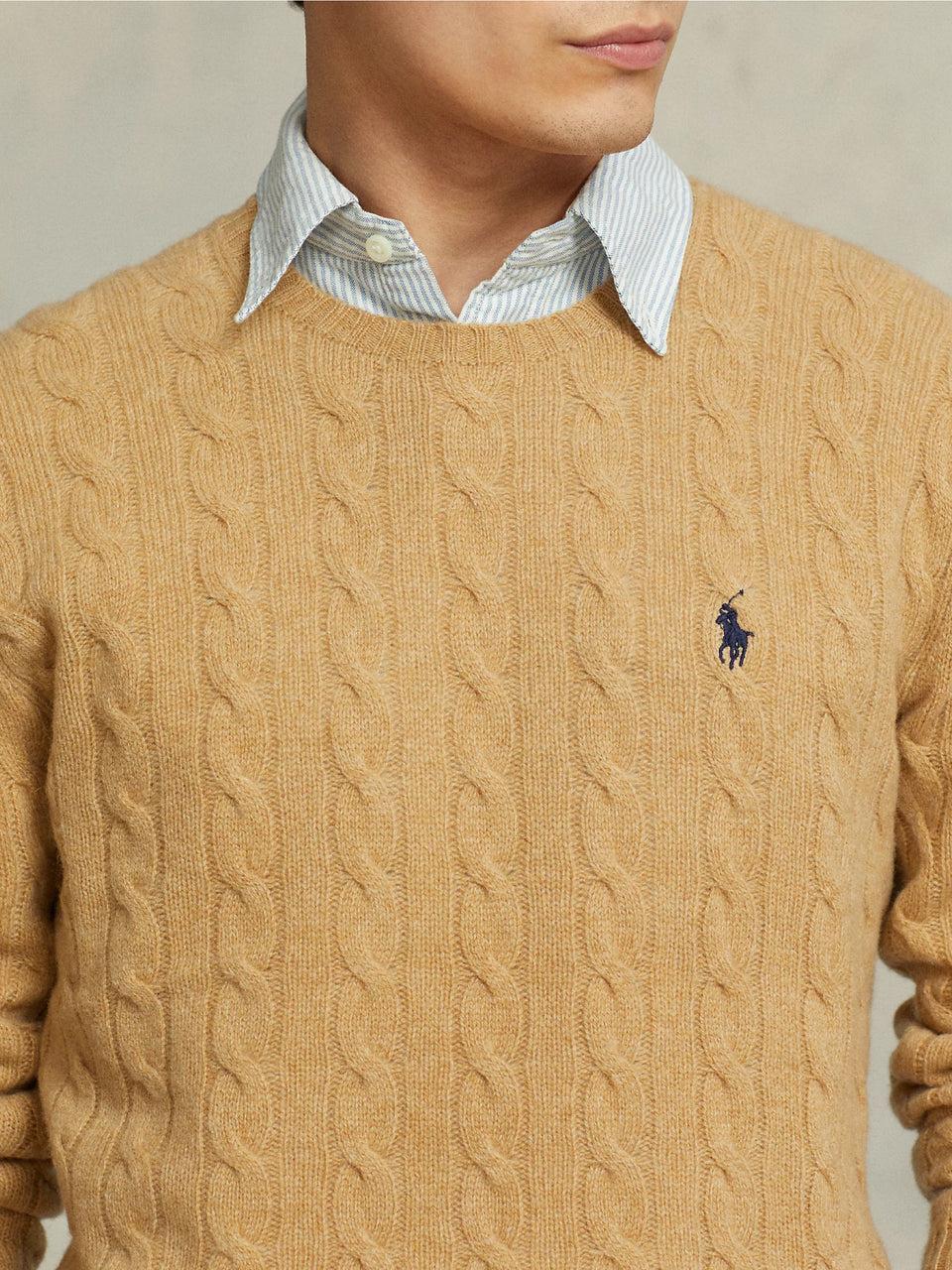 RALPH LAUREN Maglia In Lana E Cashmere A Trecce Cammello
