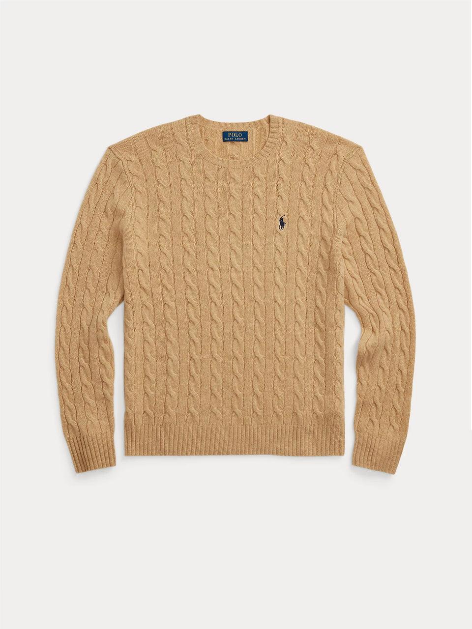 RALPH LAUREN Maglia In Lana E Cashmere A Trecce Cammello