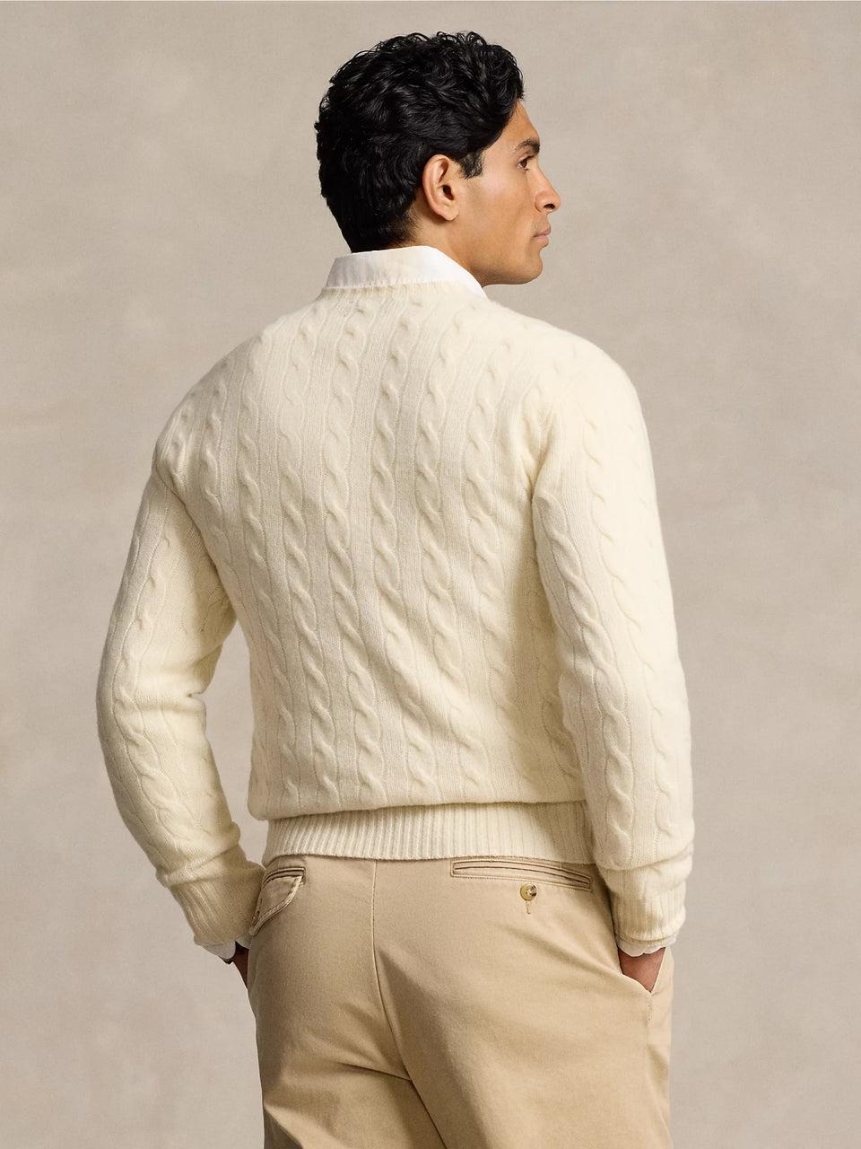 RALPH LAUREN Maglia In Lana E Cashmere A Trecce Crema