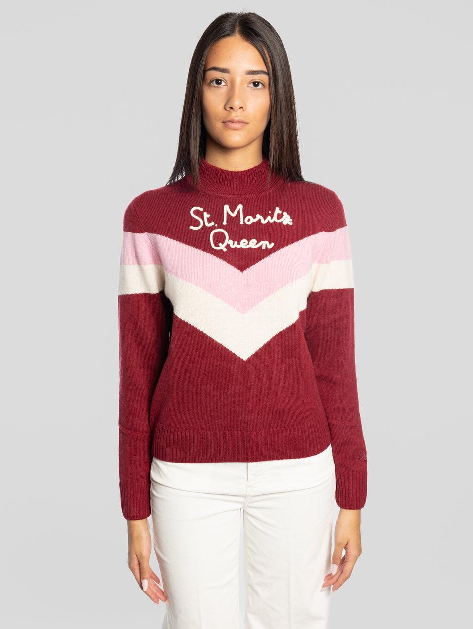 MC2 SAINT BARTH Maglione con Mezzo Collo Après Ski Queen Rosso