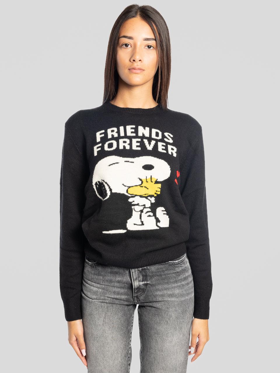 MC2 SAINT BARTH Maglione Snoopy Friends Forevere Girocollo Nero