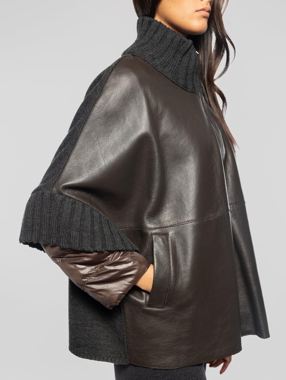 P.A.R.O.S.H. Mantella In Pelle Con Piumino Removibile Testa Di Moro