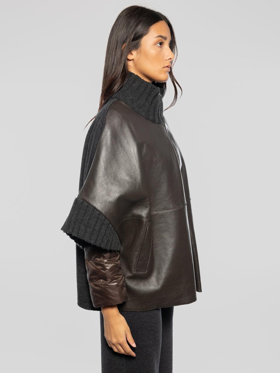 P.A.R.O.S.H. Mantella In Pelle Con Piumino Removibile Testa Di Moro