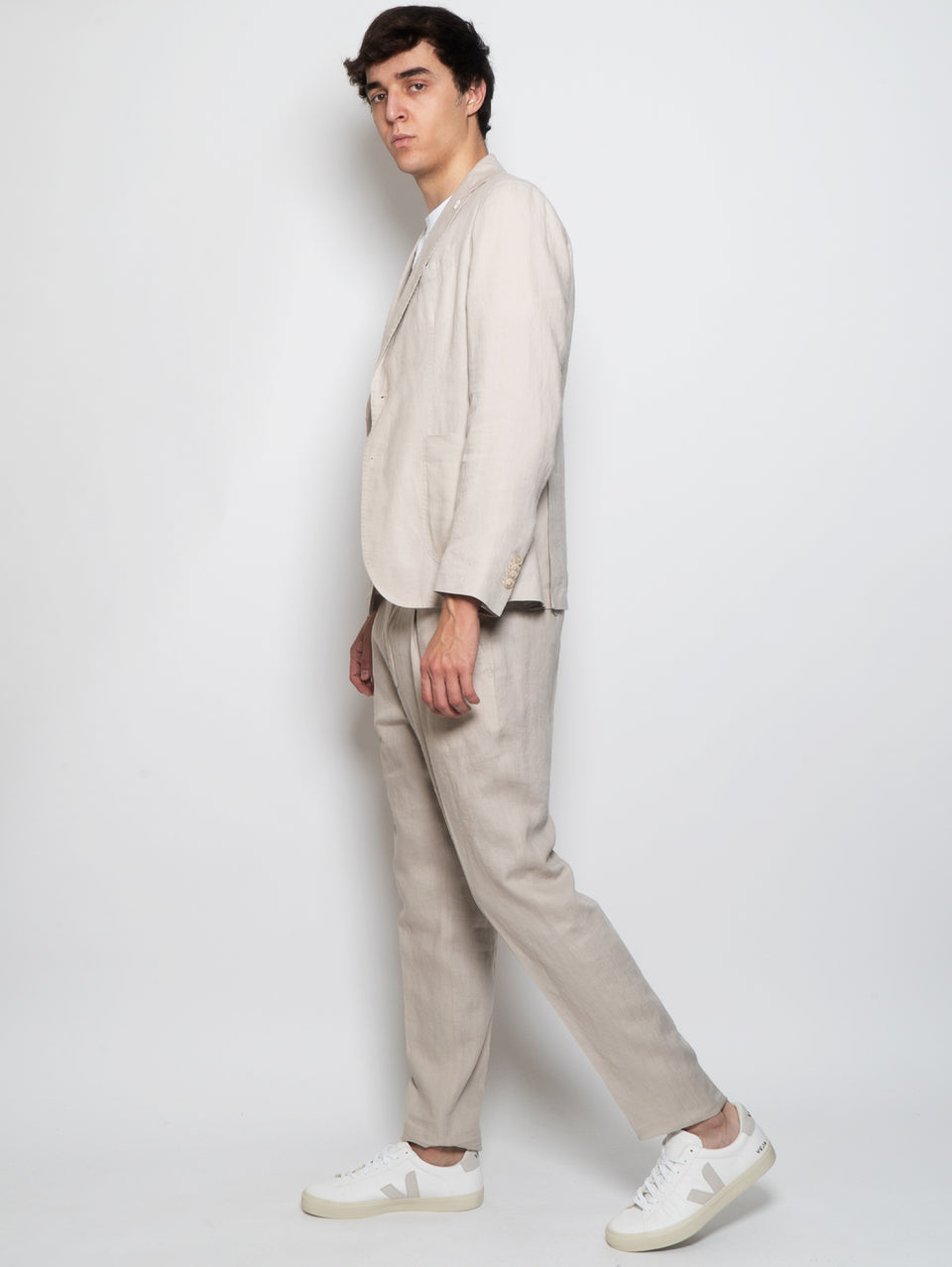 MANUEL RITZ Completo In Lino Lavato Beige