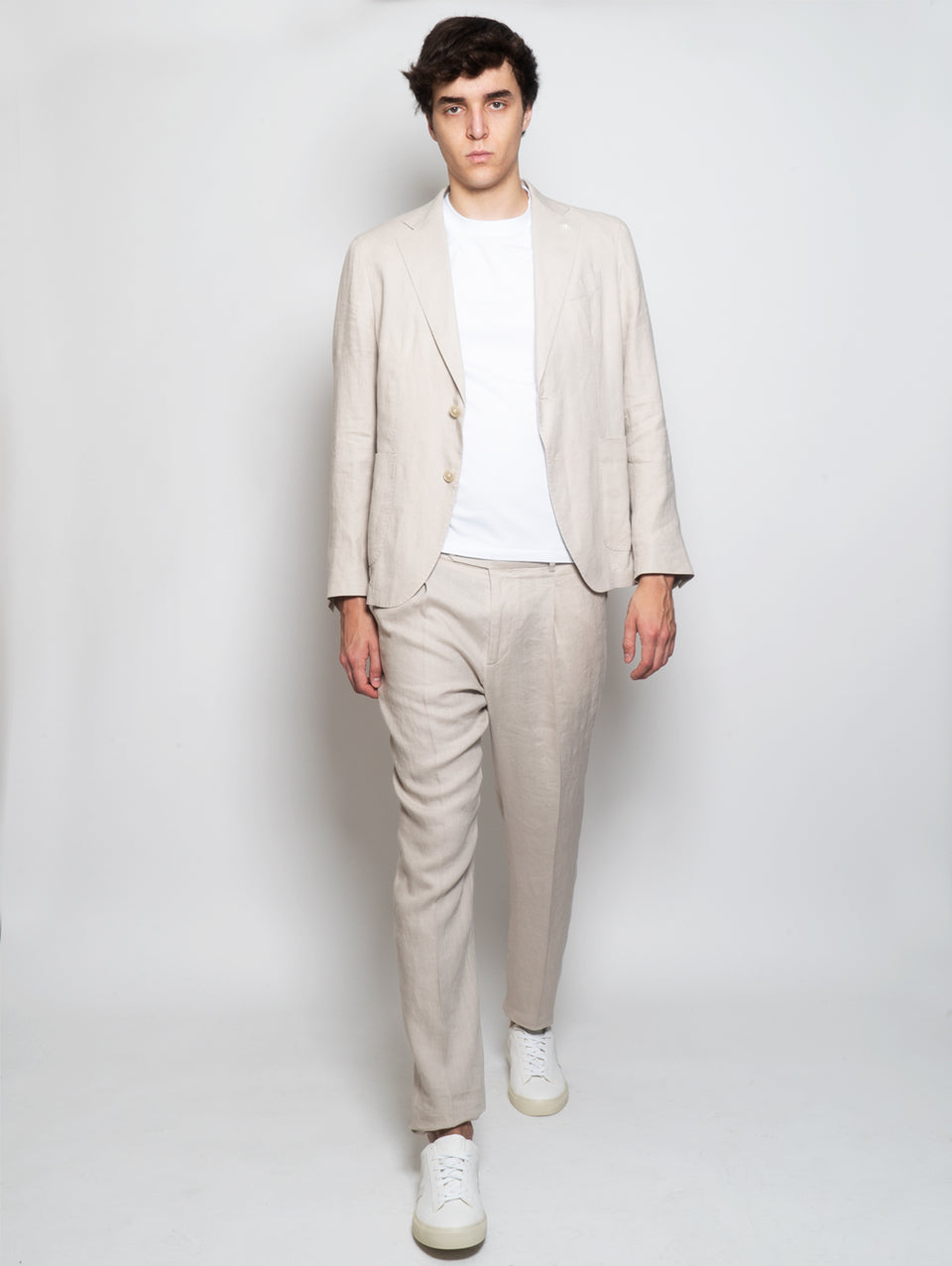 MANUEL RITZ Completo in Lino Lavato Beige