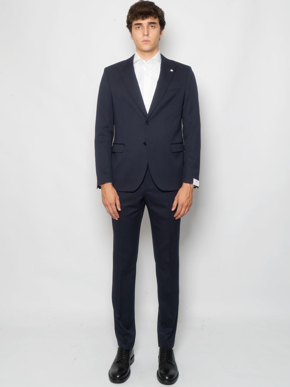 MANUEL RITZ Completo in Misto Lana Drop Otto Blu