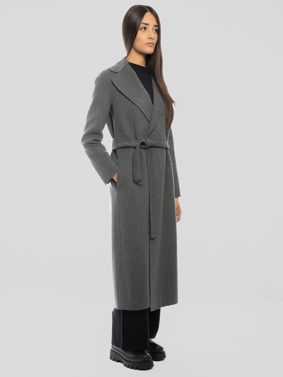 MAX MARA Cappotto Lungo A Vestaglia Poldo Grigio