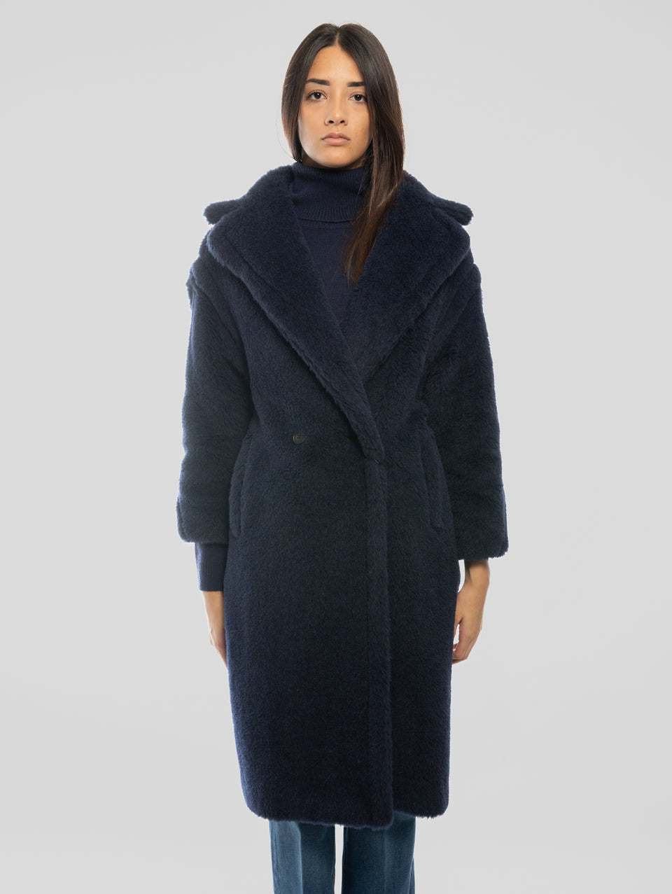 MAX MARA Cappotto TedGirl in Alpaca e Lana Blu