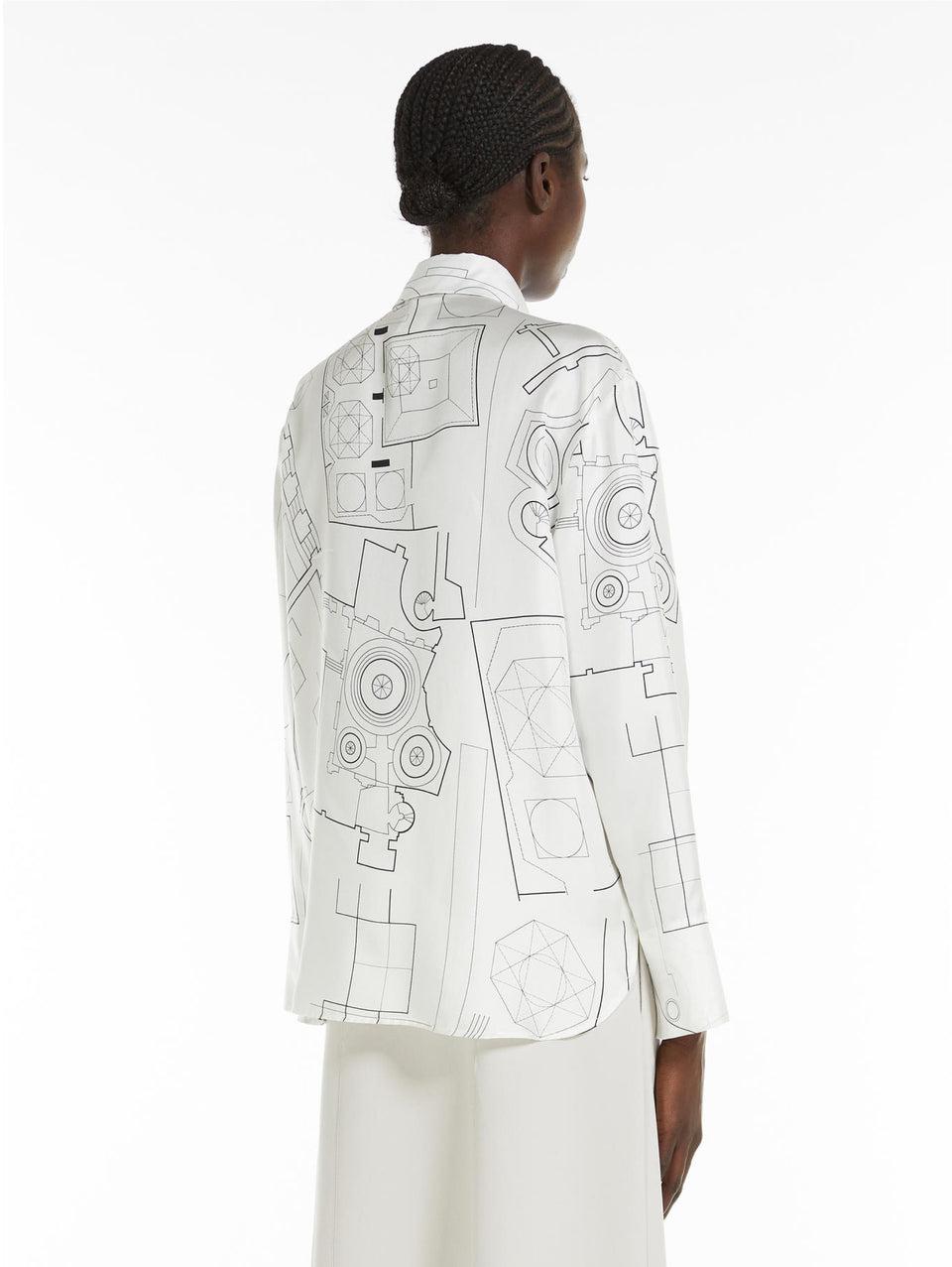 MAX MARA LEISURE Camicia In Seta Stampata Bianco