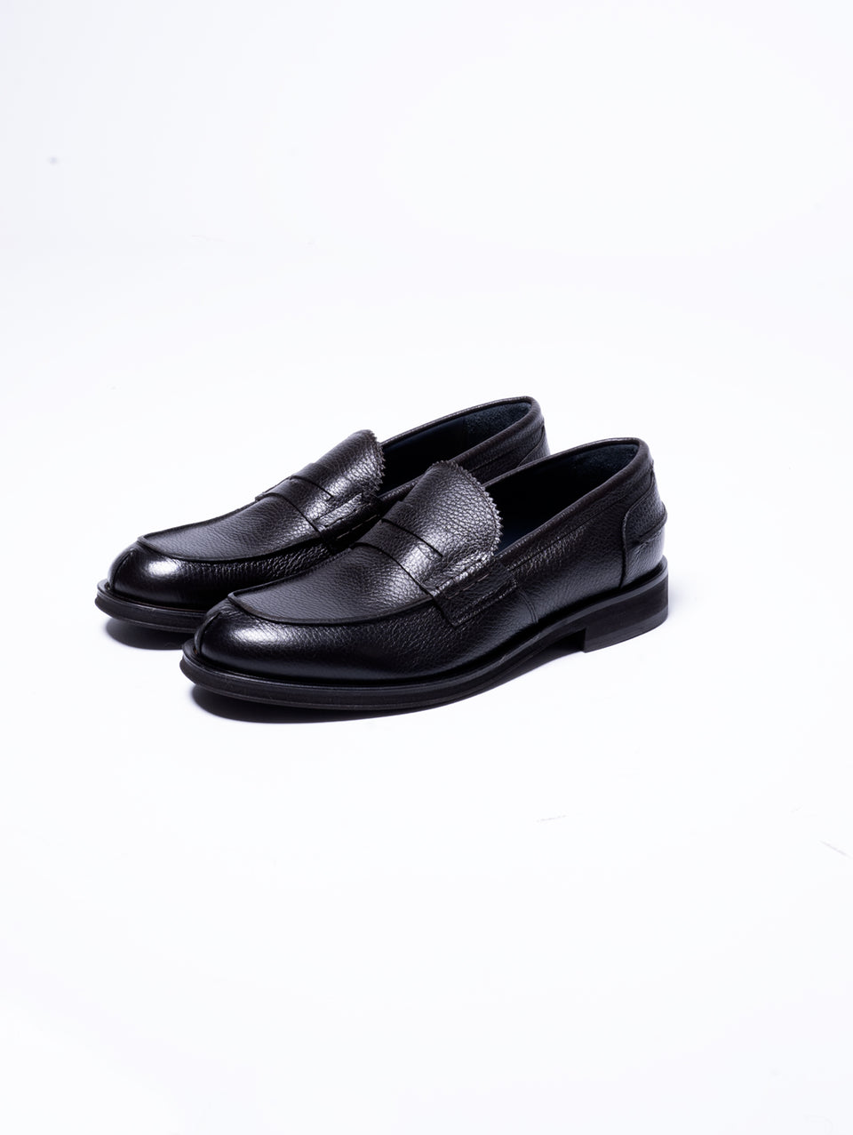 GEORGE HOL'S Mocassino Penny Loafer In Pelle Martellata Testa Di Moro