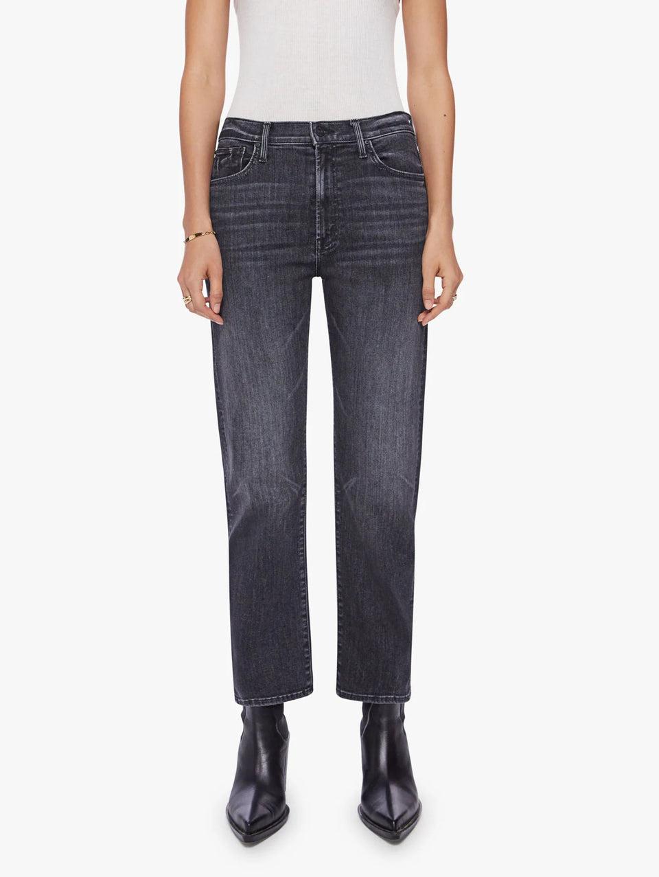 MOTHER Denim Vita Media alla Caviglia Nero