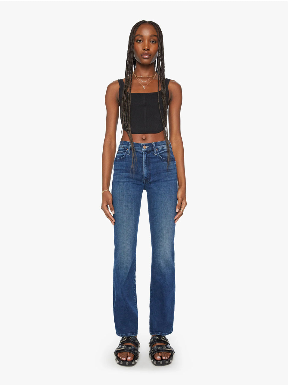 MOTHER Jeans Vita Alta The Kick It Blu