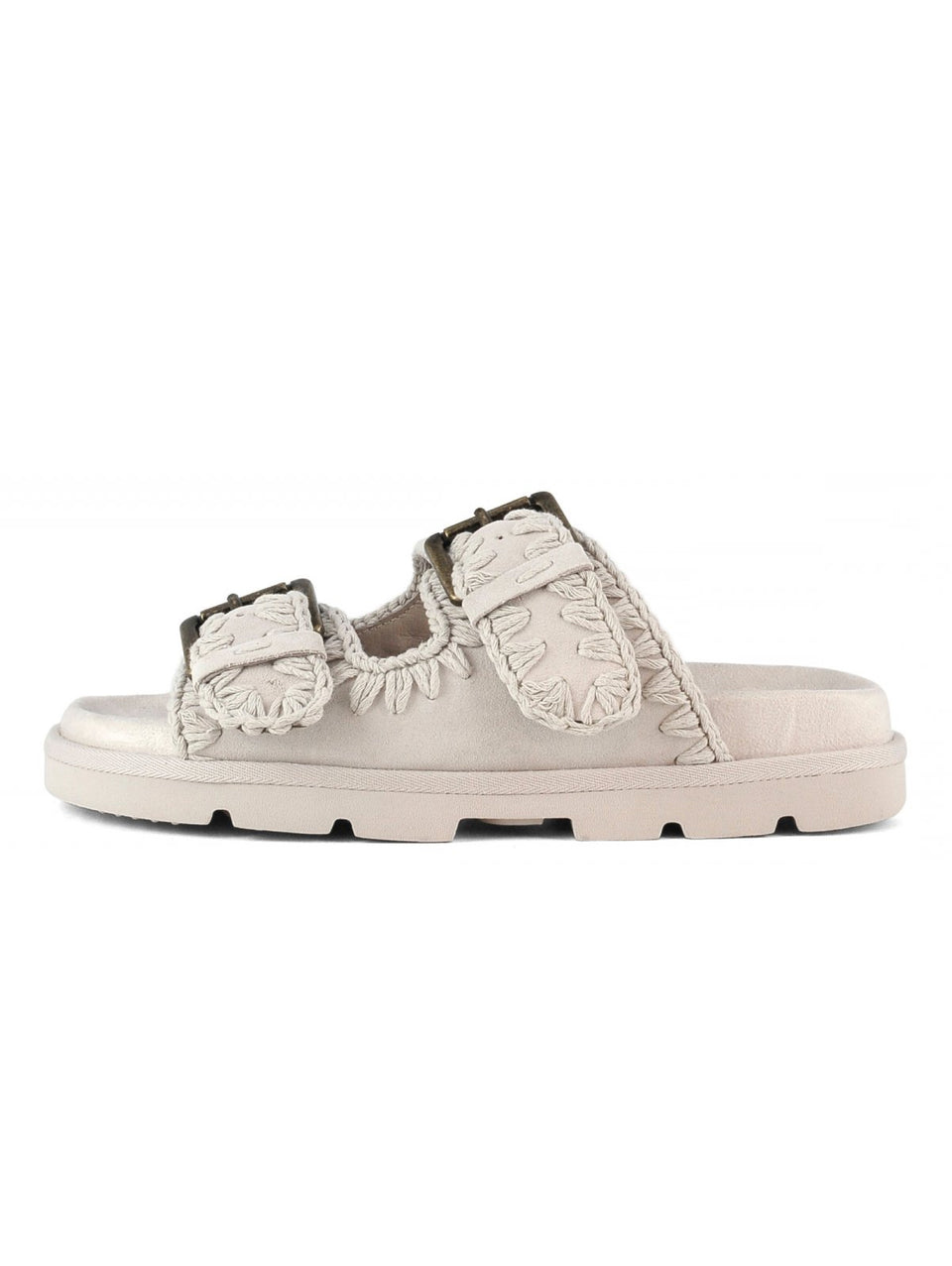 MOU Sandali con Fibbia in Pelle Bio Gesso