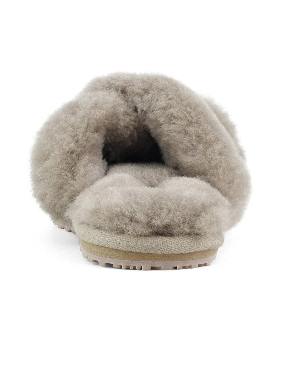 MOU Slippers In Montone Incrociato Grigio