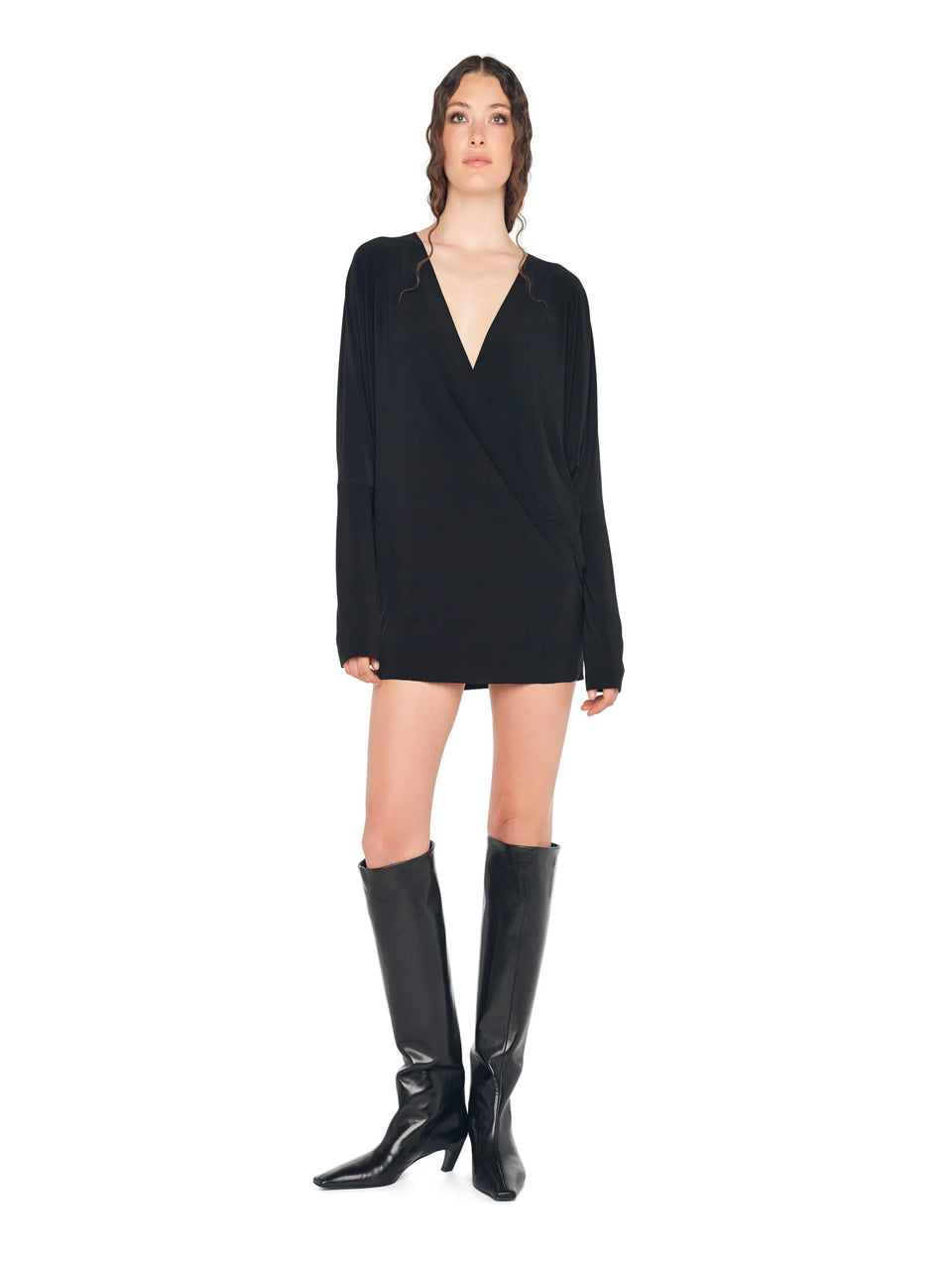 NORMA KAMALI Abito Corto Con Scollo A V Nero