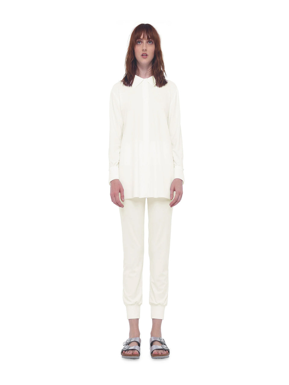 NORMA KAMALI Camicia Con Chiusura In Velcro Avorio