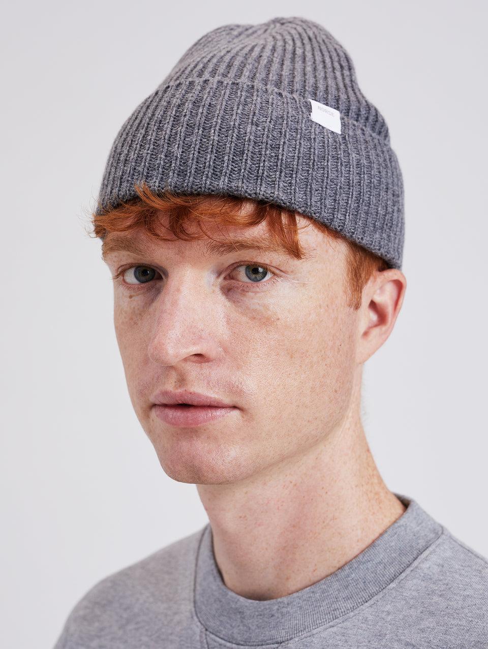 NORSE PROJECTS Berretto In Lana A Coste Grigio