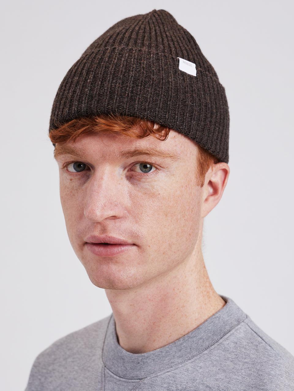 NORSE PROJECTS Berretto In Lana A Coste Marrone