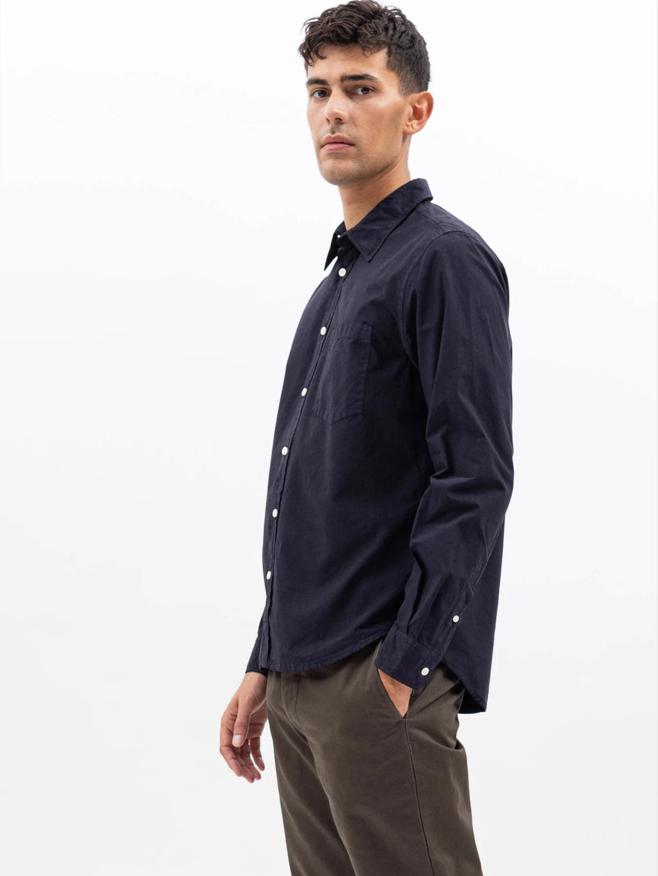 NORSE PROJECTS Camicia In Cotone Tinta In Capo Blu
