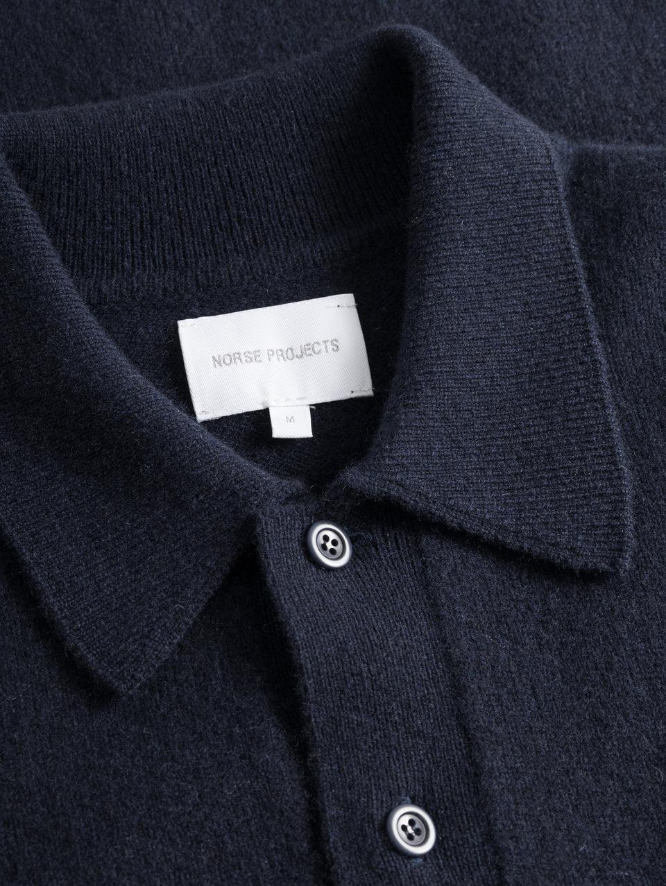 NORSE PROJECTS Polo In Maglia Di Lana Merinos Blu