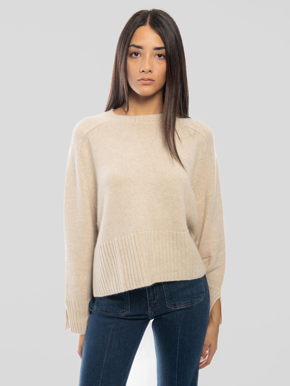 NOTSHY Maglia Girocollo con Spacchi Beige