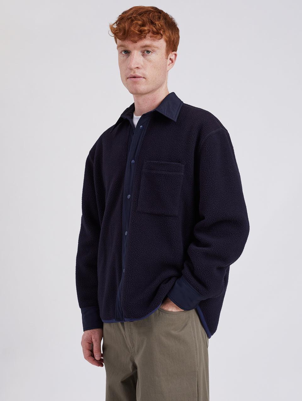 NORSE PROJECTS Overshirt Reversibile In Pile E Nylon Ulrik Blu