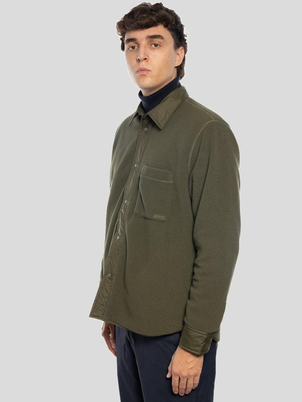 NORSE PROJECTS Overshirt Reversibile In Pile E Nylon Ulrik Verde