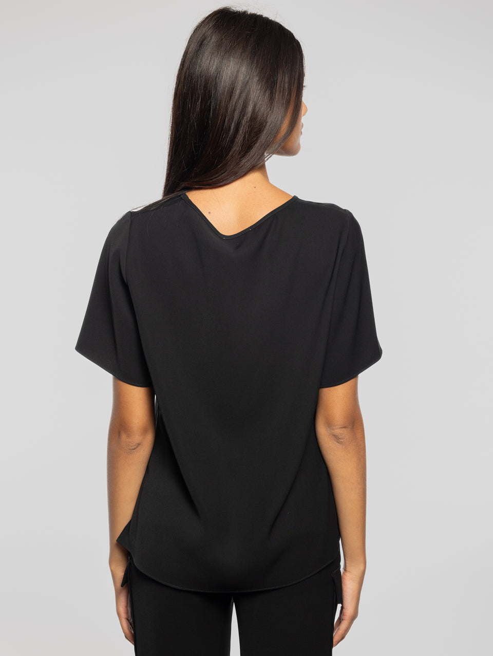 P.A.R.O.S.H. Blusa Girocollo Con Maniche Corte Nero