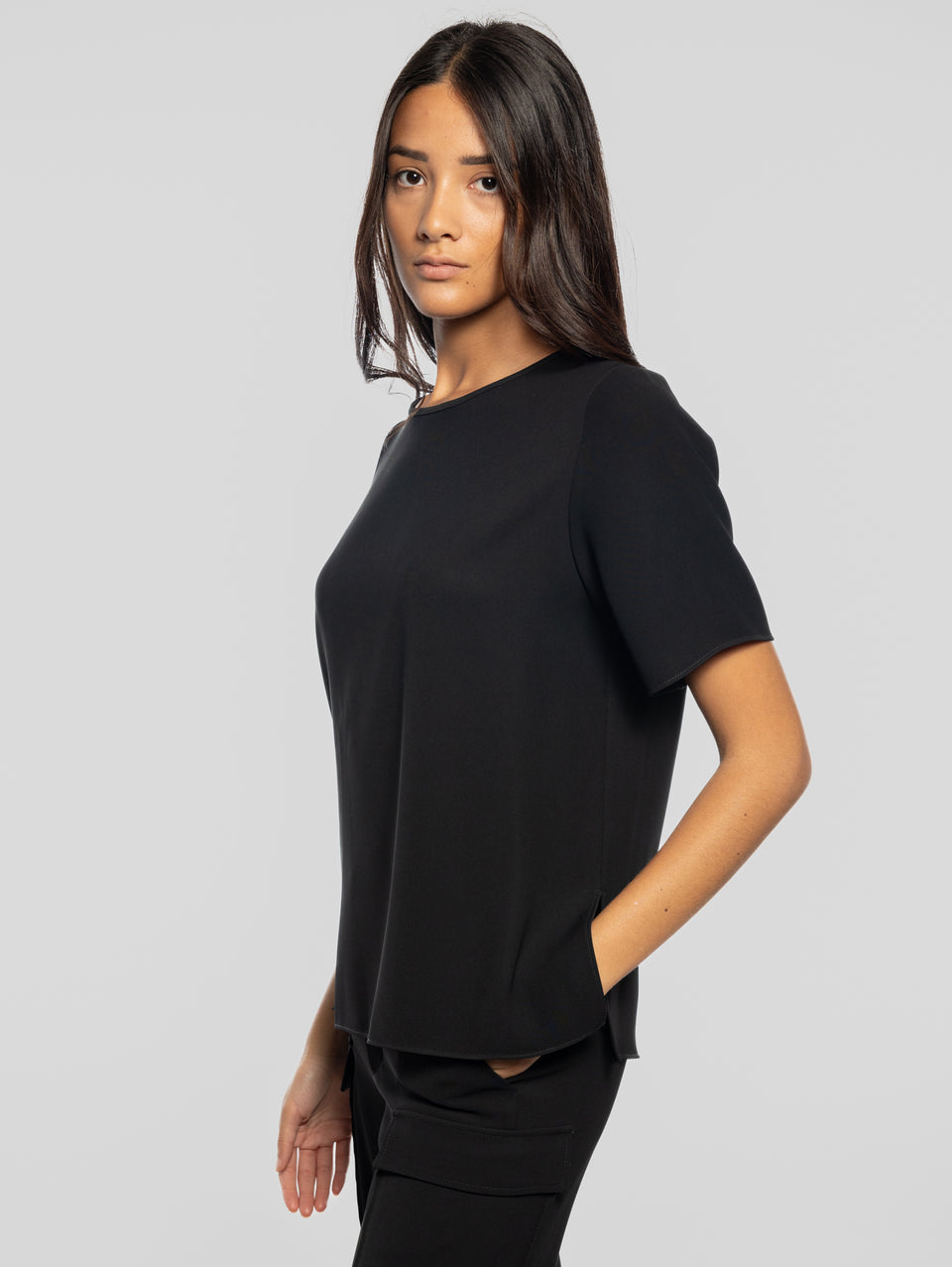 P.A.R.O.S.H. Blusa Girocollo Con Maniche Corte Nero