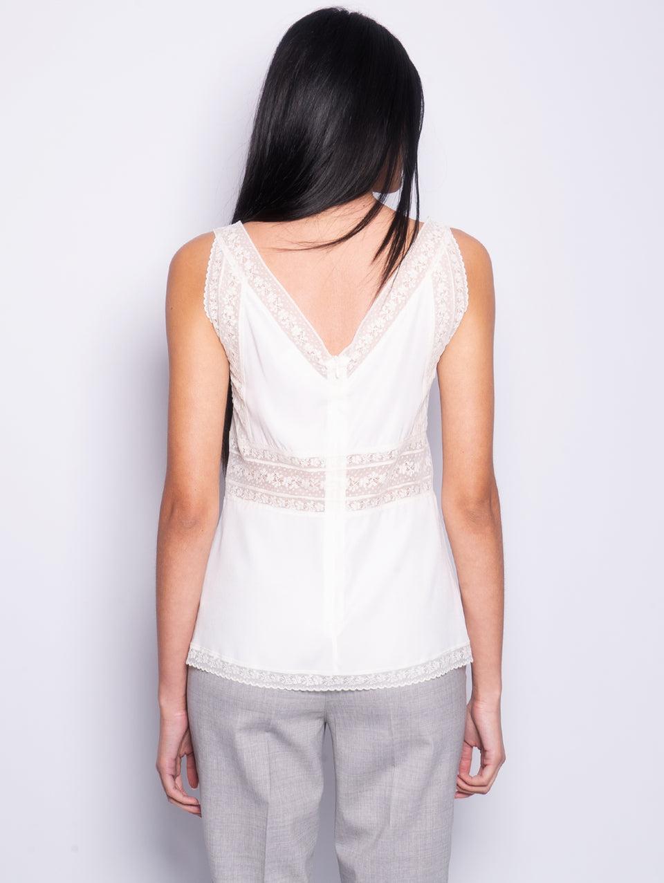 P.A.R.O.S.H. Blusa In Seta E Pizzo Panna