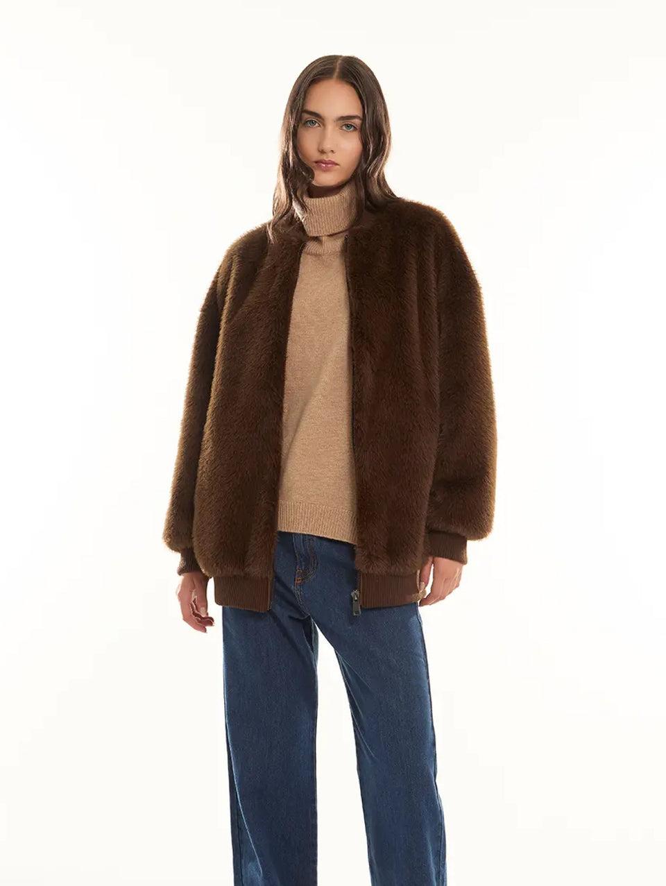 P.A.R.O.S.H. Bomber in Ecopelliccia Marrone