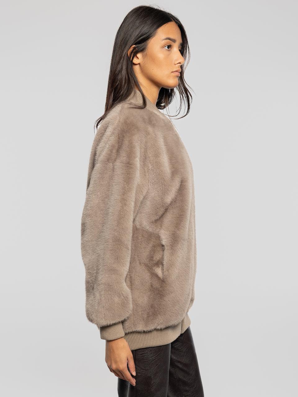 P.A.R.O.S.H. Bomber In Ecopelliccia Tortora