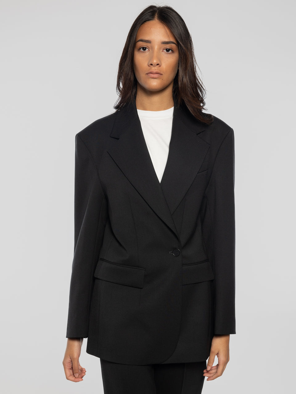 P.A.R.O.S.H. Giacca Oversize In Fresco Lana Nero