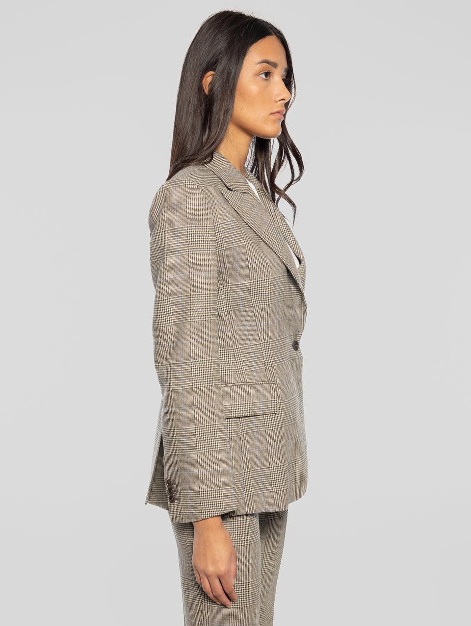 P.A.R.O.S.H. Giacca Un Petto Fantasia Check Marrone