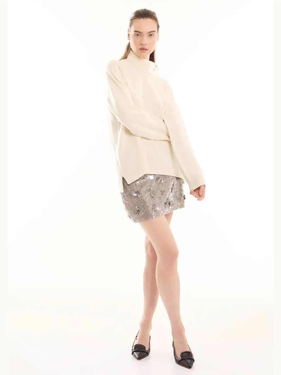 P.A.R.O.S.H. Maglia Collo Alto In Lana Panna