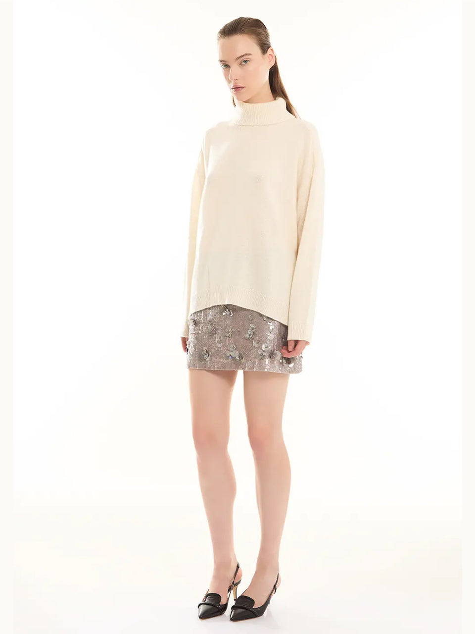 P.A.R.O.S.H. Maglia Collo Alto In Lana Panna