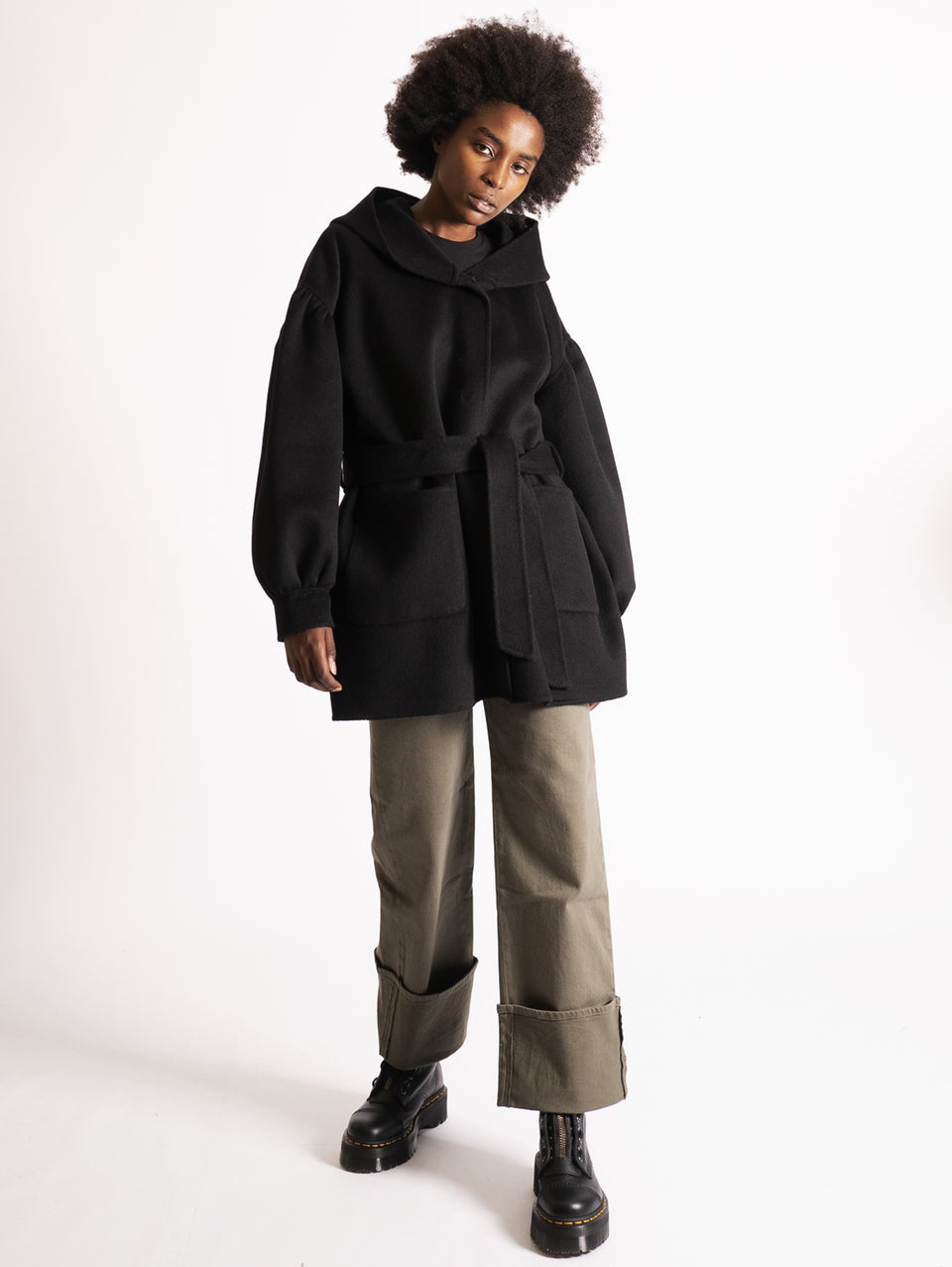 P.A.R.O.S.H. Parka in Doppio di Lana Nero