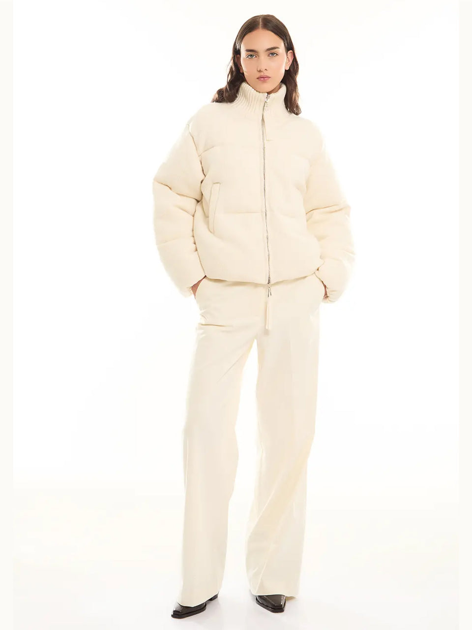 P.A.R.O.S.H. Piumino In Lana Reversibile Panna