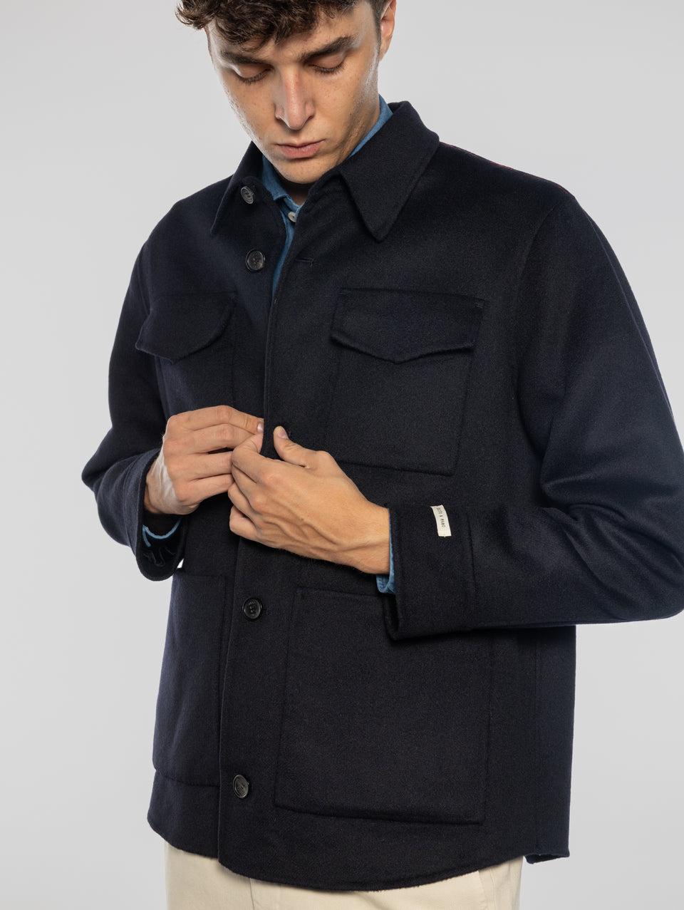 PALTò Overshirt In Panno Double Sasha Blu