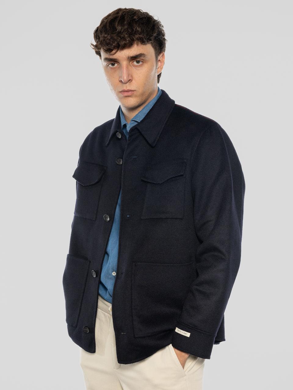 PALTò Overshirt In Panno Double Sasha Blu