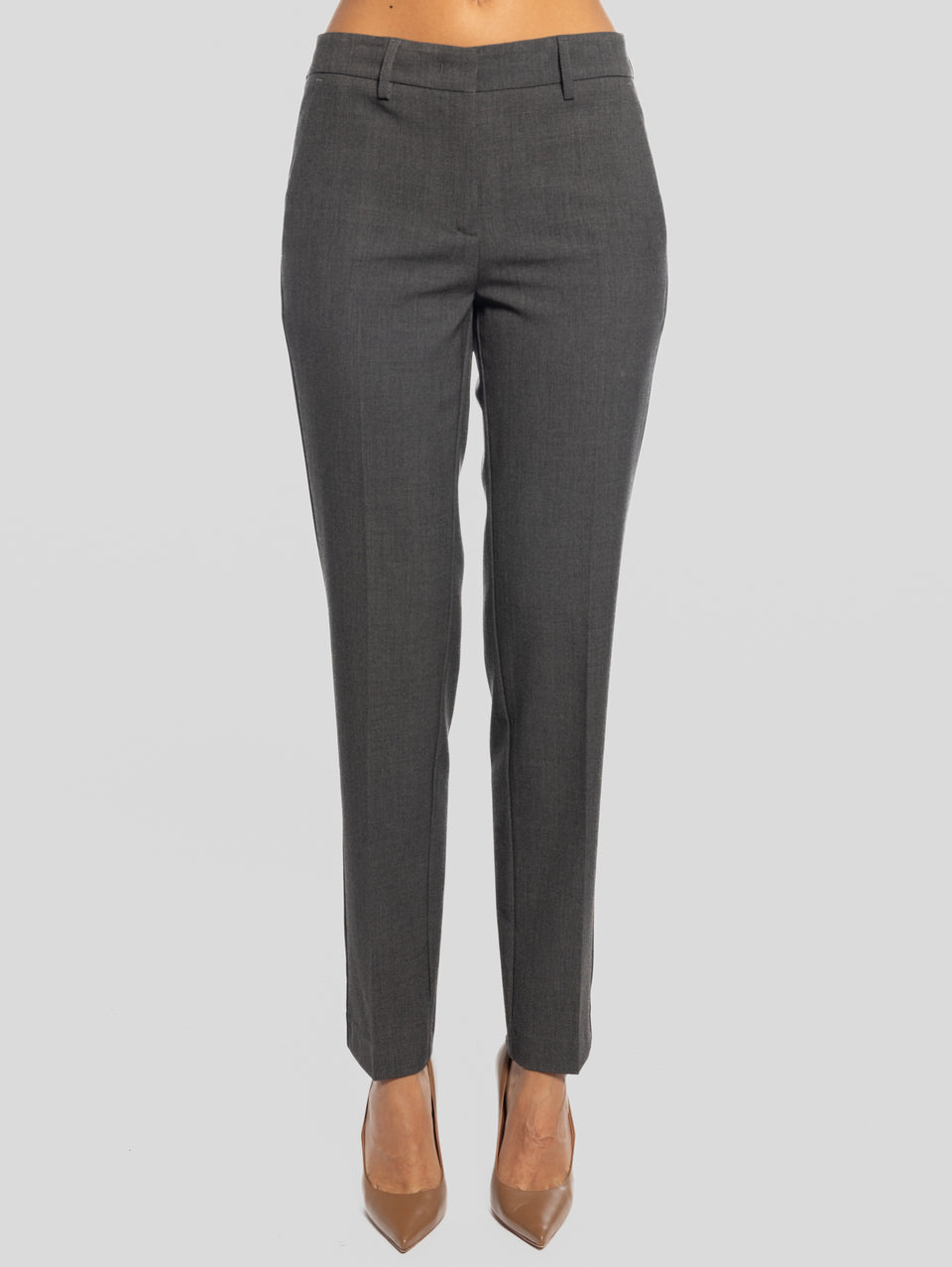 MAISON SECRÈTE Pantaloni Dritti in Viscosa Antracite