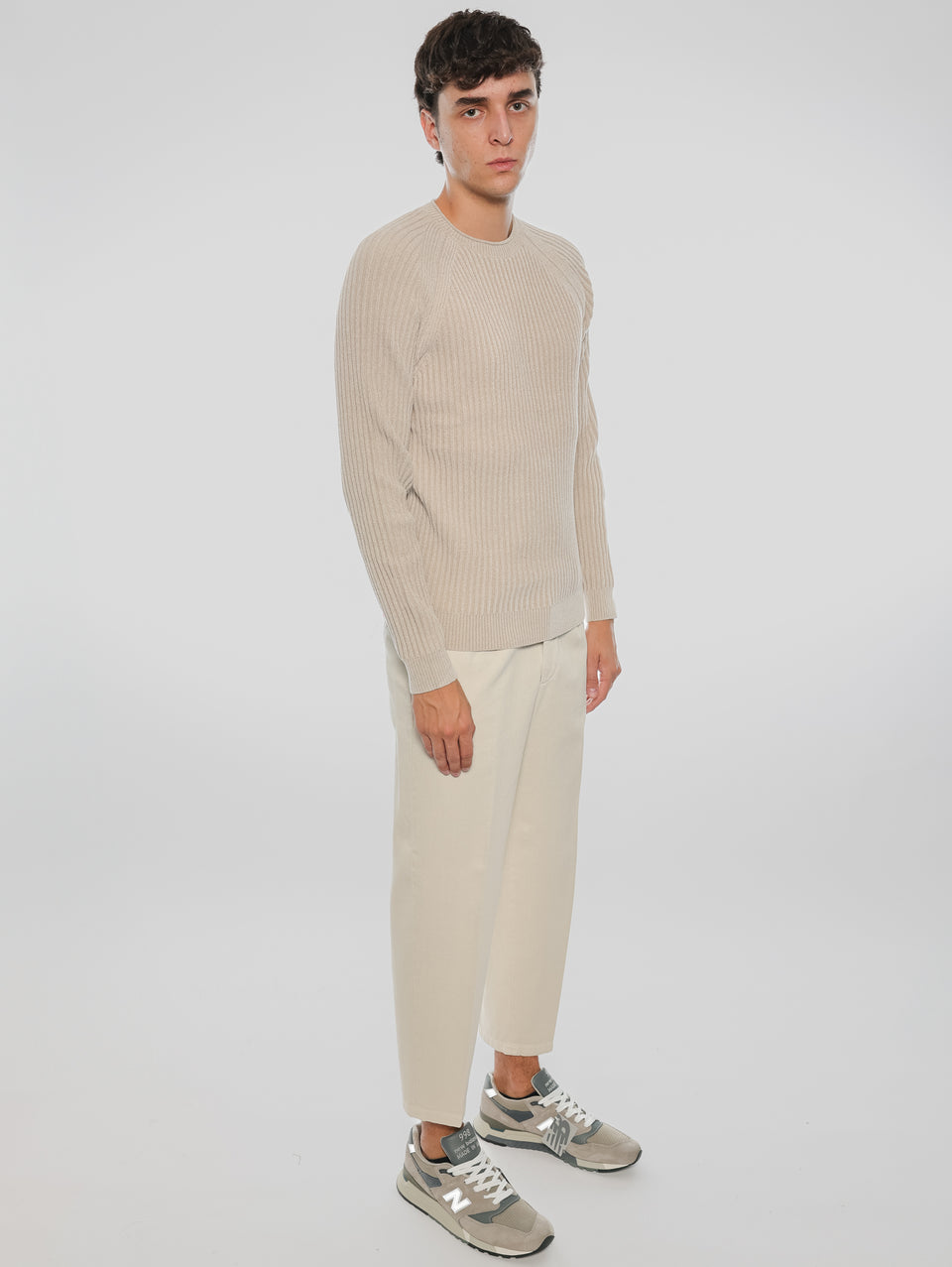 BRIGLIA 1949 Pantaloni In Bull Denim Con Pinces Beige