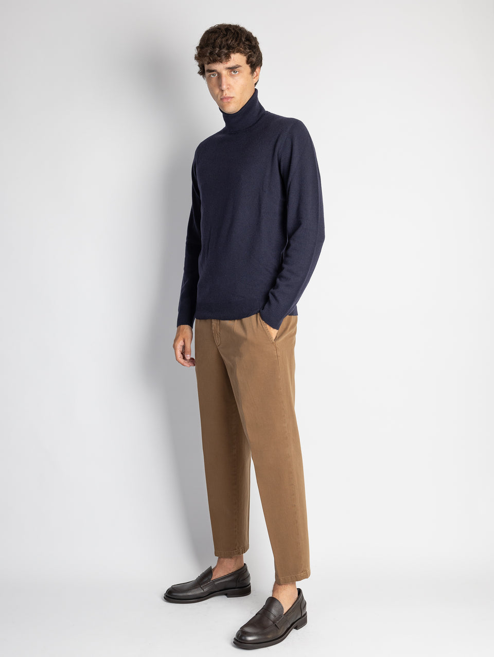 BRIGLIA 1949 Pantaloni In Bull Denim Con Pinces Tabacco