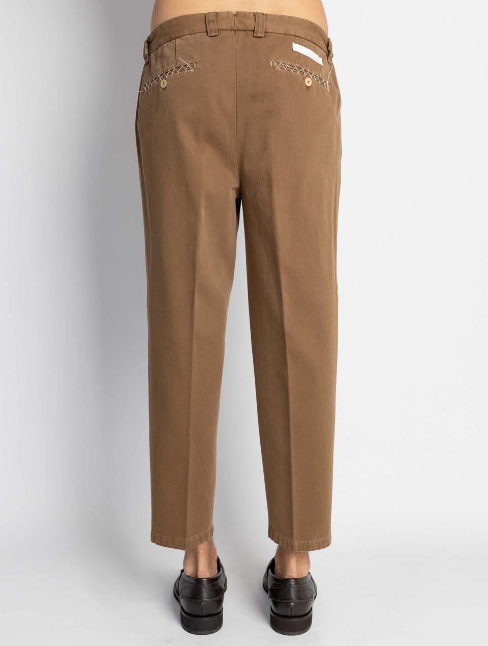 BRIGLIA 1949 Pantaloni In Bull Denim Con Pinces Tabacco