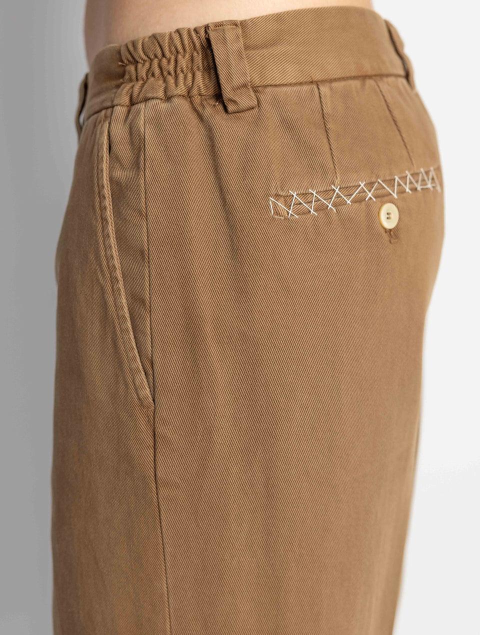 BRIGLIA 1949 Pantaloni In Bull Denim Con Pinces Tabacco