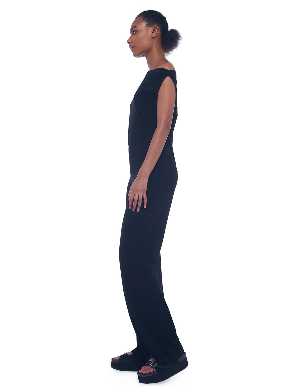 NORMA KAMALI Pantaloni In Jersey Elasticizzato Vita Alta Nero