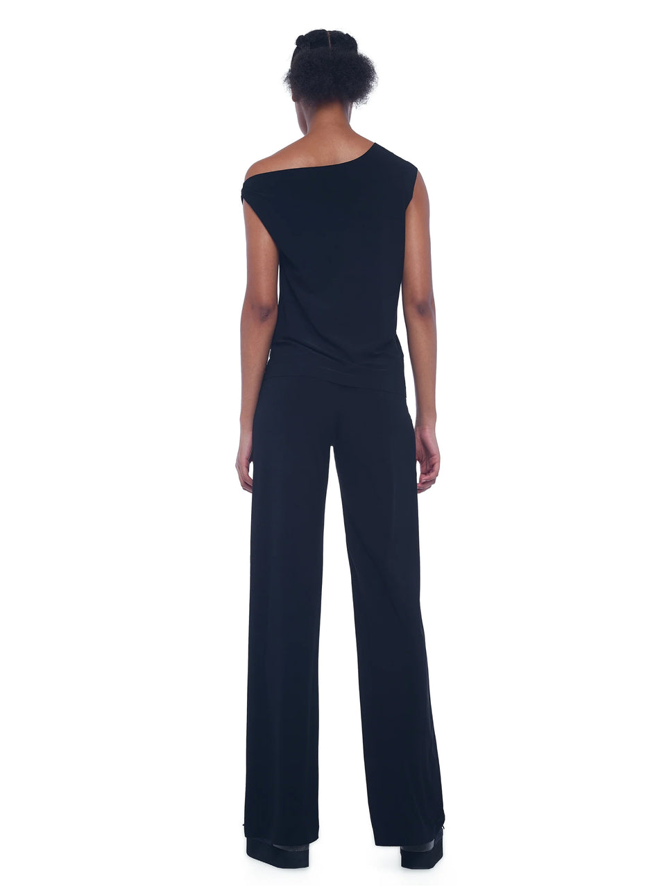 NORMA KAMALI Pantaloni In Jersey Elasticizzato Vita Alta Nero