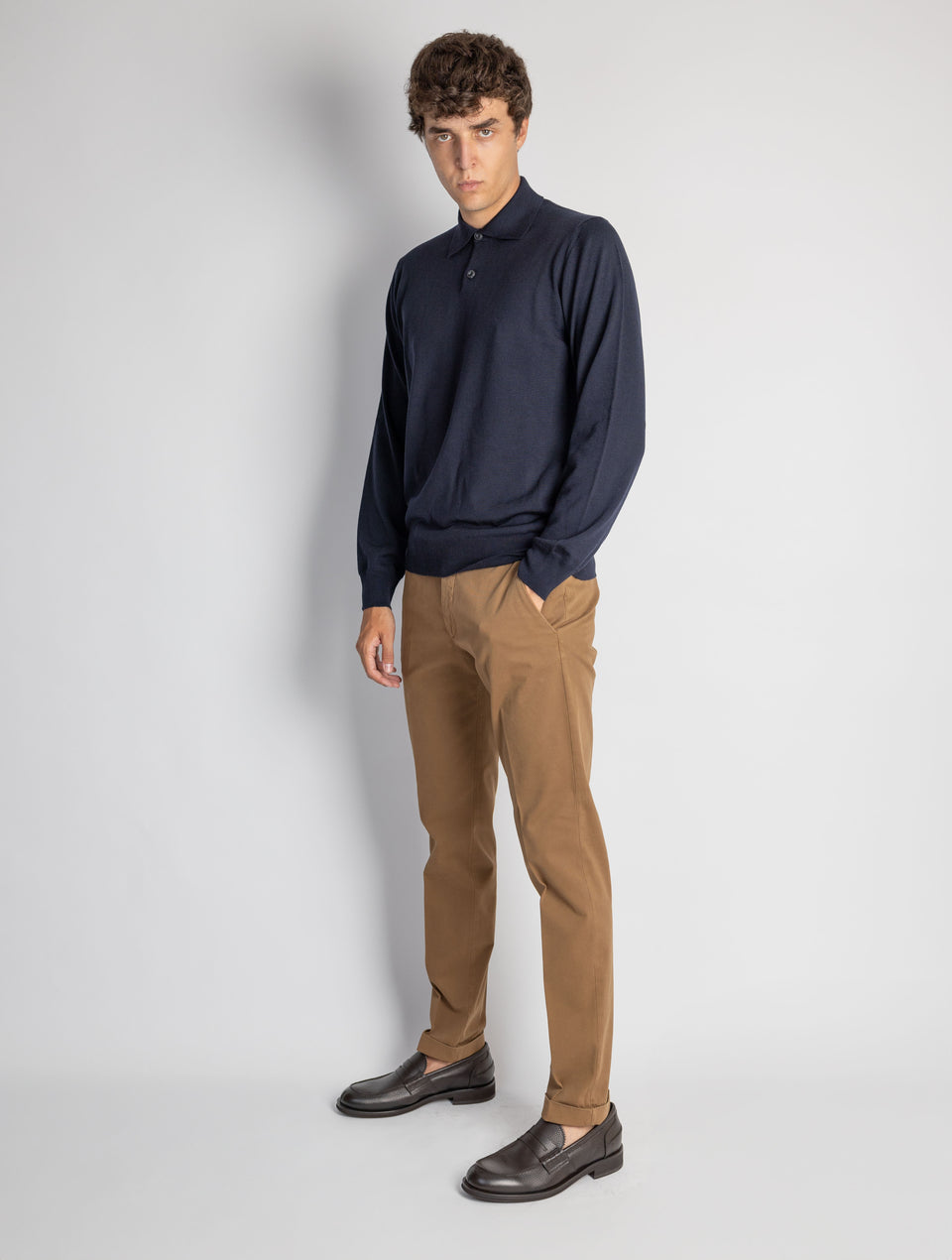BRIGLIA 1949 Pantaloni Slim Fit In Armatura Di Cotone Tabacco