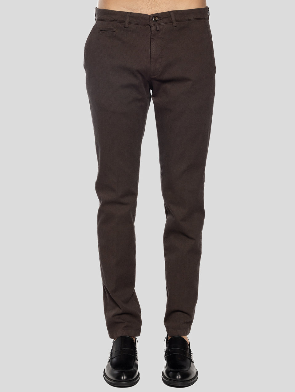 BRIGLIA 1949 Pantaloni Slim in Cotone Armaturato Marrone