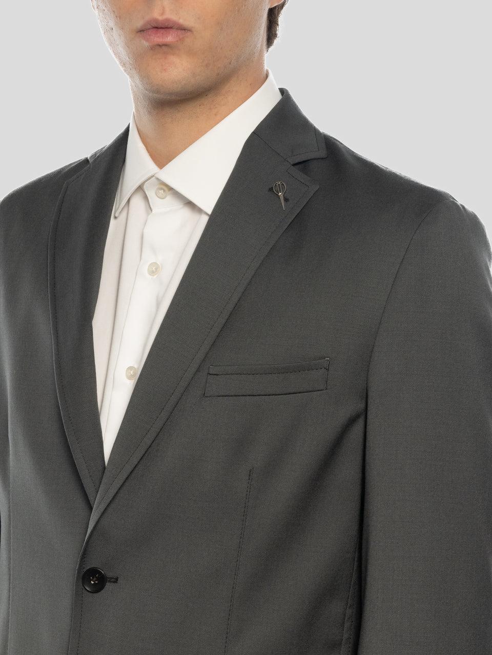 PAOLONI Abito In Fresco Lana Destrutturato Piombo